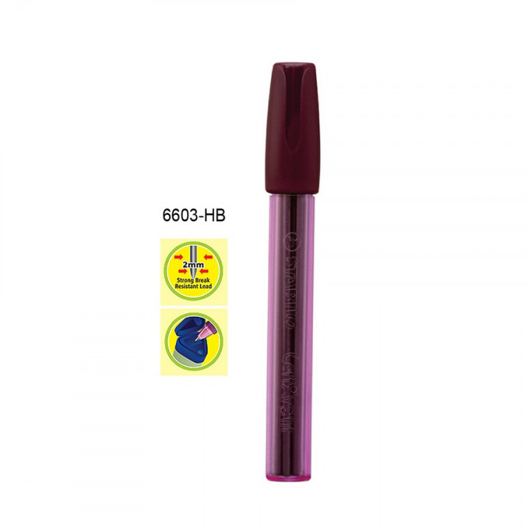 Грифели для карандашей Stabilo Leftright, 2 мм., HB, 8 шт., розовый контейнер (STABILO 6603/2-HB, 6603/2-24-НВ)