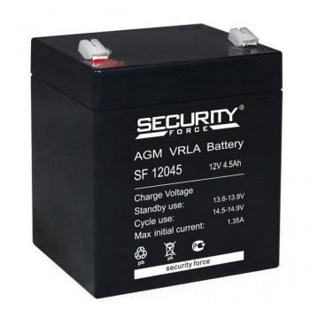 Energon Delta SF 12045 Аккумуляторная батарея Security Force (DELTA) SF 12045 (12В / 4,5Ач, Тип: AGM, Клемма: F1, ДхШхВ: 90х70х101мм (Полная высота: 107мм), срок службы: 3-5 лет, Гарантия: 1г, вес: 1,2кг) 4614030010004; SF 12045; SF12045;