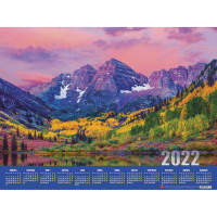 Календарь настенный листовой, 2022 г., формат А2 60х45 см, "Закат в горах", HATBER, Кл2_25125