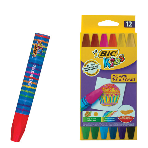 Восковые мелки утолщенные BIC "Kids Wax Crayons", 12 цветов, на масляной основе, шестигранные, 926446