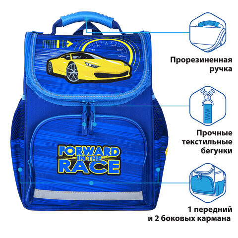 Ранец ПИФАГОР BASIC, с эргономичной спинкой, "Racing car", 35х28х18 см, 270689
