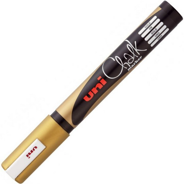 Маркер меловой UNI Chalk 1.8-2.5 мм, золотистый (UNI PWE-5M Gold)