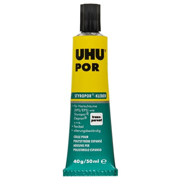Клей для пористых пластиков UHU Por, универсальный, быстросхватывающий, контактный, 50 мл. (UHU 41341/40359)
