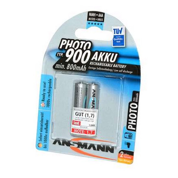 Аккумулятор ANSMANN PHOTO 5030512 AAA 900мАч maxE BL2 (Комплект 2 шт.)