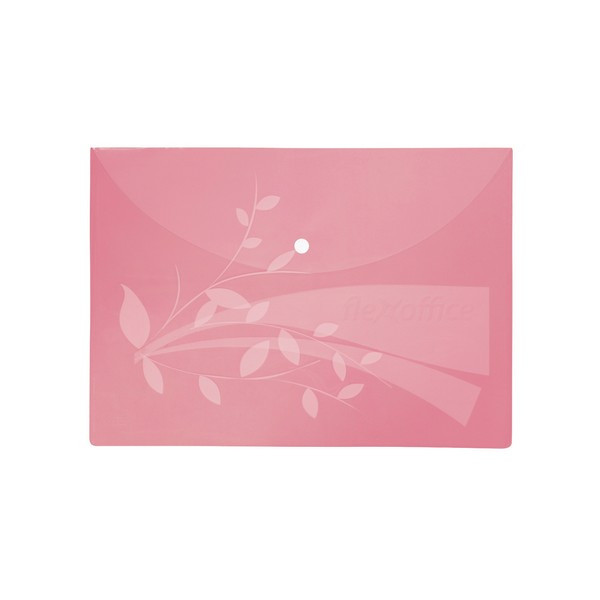 Папка конверт с кнопкой FlexOffice А4 (340x240мм), 0,12 мм, розовая (FO-CBF02 PINK)
