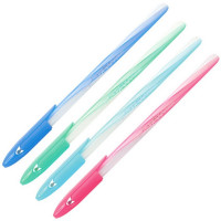 Ручка шариковая Flexoffice Candee 0,6 мм., цвет корпуса ассорти (синий, голубой, розовый, зеленый), Синяя, 1 шт. (FLEXOFFICE FO-027 BLUE 1PCS)