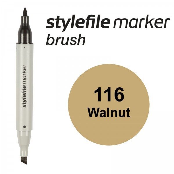 Маркер спиртовой Stylefile Brush двухсторонний, цвет 116 (Walnut)