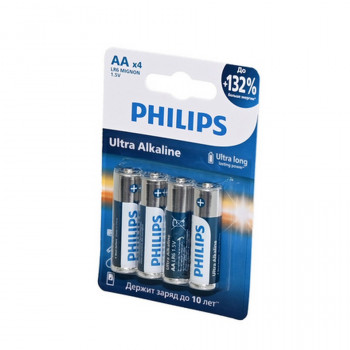 Батарейка PHILIPS Ultra Alkaline LR6E4B/51 LR6 BL4 (Комплект 4 шт.) Тип: LR6Цена: за комплект