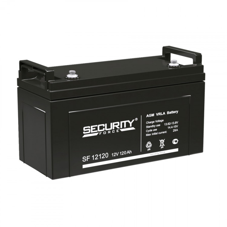 Energon Delta SF 12120 Аккумуляторная батарея Security Force (DELTA) SF 12120 (12В / 120Ач, Тип: AGM, Клемма: Болт М8, ДхШхВ: 410х176х224мм (Полная высота: 226мм), срок службы: 8 лет, Гарантия: 1г, вес: 35кг)