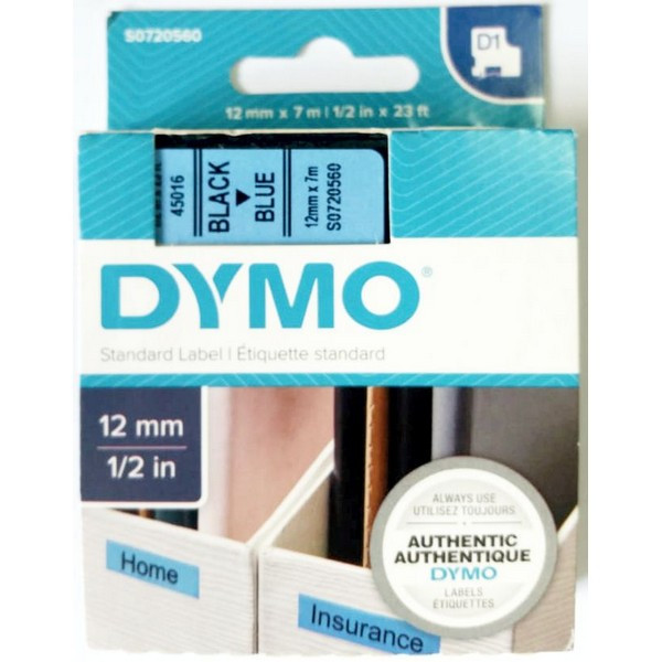 DYMO S0720560 Картридж с лентой DYMO  12 мм х 7 м., пластик , черный на голубой ленте