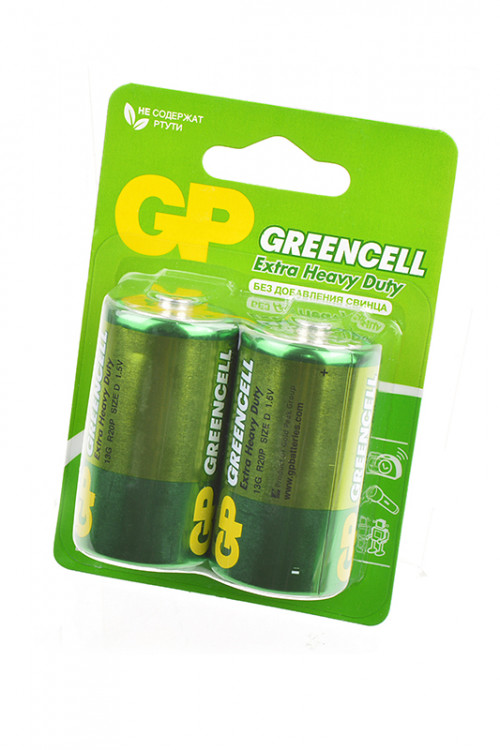 Батарейка GP Greencell GP13G-2CR2 R20 BL2 (Комплект 2 шт.)