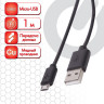 Кабель USB 2.0-micro USB, 1 м, SONNEN, медь, для передачи данных и зарядки, черный, 513115