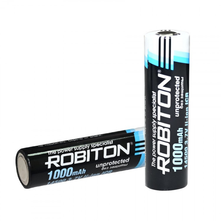 Аккумулятор ROBITON 14500-1000 (АА) без защиты с плоским контактом PK1 Аккумулятор ROBITON 14500-1000 (АА) без защиты с плоским контактом PK1