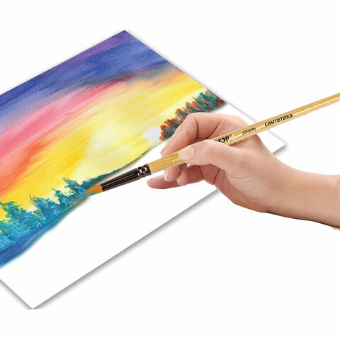 Кисть ПИФАГОР, СИНТЕТИКА, круглая, № 6, деревянная лакированная ручка, с колпачком, пакет с подвесом, 200846 Кисть ПИФАГОР, СИНТЕТИКА, круглая, № 6, деревянная лакированная ручка, с колпачком, пакет с подвесом, 200846