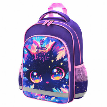 Рюкзак ПИФАГОР SCHOOL, 1 отделение, 3 кармана, &quot;Magic kitty&quot;, 38x28х14 см, 273166 