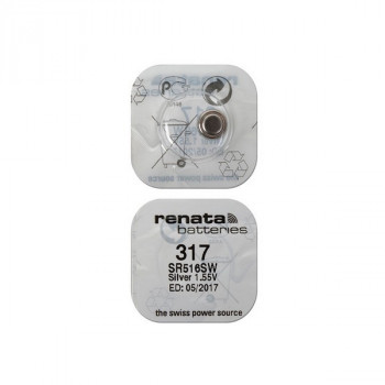 Батарейка RENATA SR516SW   317 (0%Hg) Тип: S516LЦена: за 1 шт.