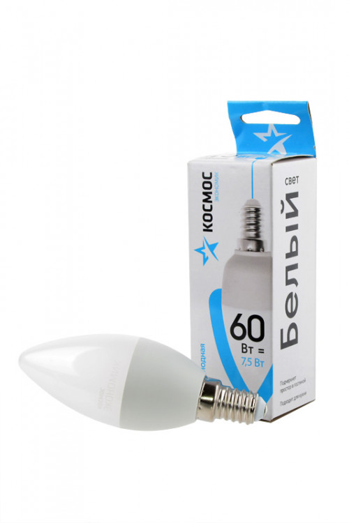 Лампа светодиодная КОСМОС ЭКОНОМИК/BASIC LED7.5wCNE1445 7.5Вт E14 4500K BL1