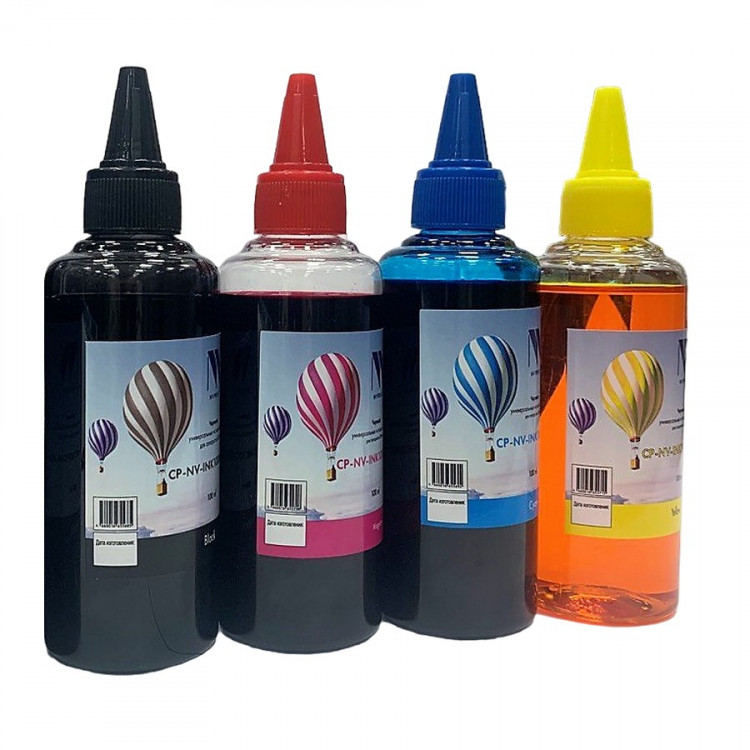 NV Print NVP-INK100-Epd-4 Чернила для аппаратов Epson, комплект 4 цвета (пигментные Bk + водные C,M,Y) по 100 мл, совместимые