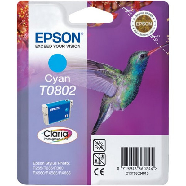 Epson C13T08024011 Картридж голубой T0802 для Epson P50/PX660/PX720WD/PX730WD/PX820FWD/PX830FWD   (855 стр.)