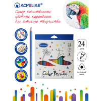 Набор цветных трехгранных карандашей ACMELIAE 24цв. в картонном футляре (ACMELIAE 9402-24)