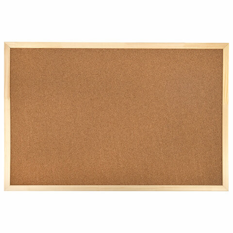 Доска пробковая для объявлений 60х90 см, деревянная рамка, ГАРАНТИЯ 10 ЛЕТ, РОССИЯ, BRAUBERG, 236860