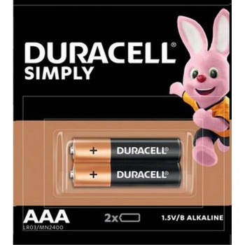 Батарейка DURACELL SIMPLY LR03 отрывной блок BL2 (Комплект 2 шт.) Тип: LR03Цена: за комплект