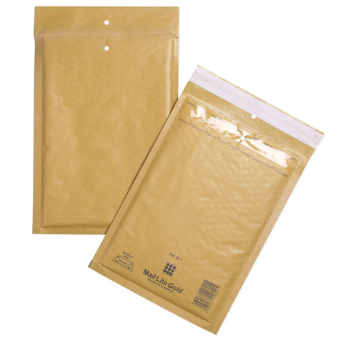 Конверт-пакеты с прослойкой из пузырчатой пленки (200х275 мм), крафт-бумага, отрывная полоса, КОМПЛЕКТ 100 шт., D/1-G