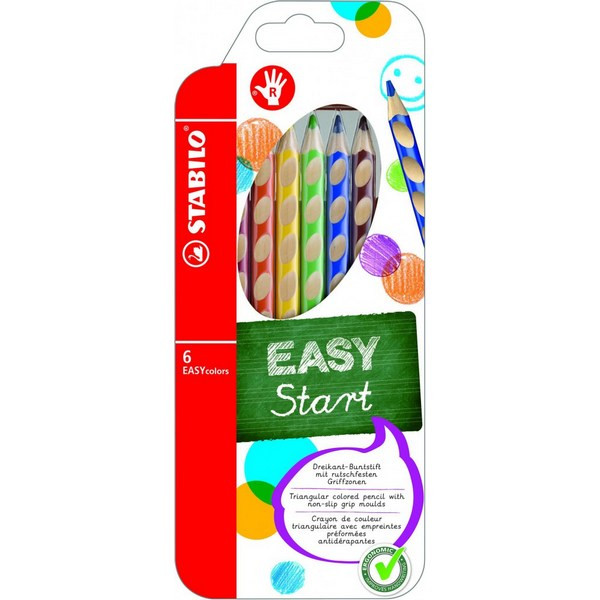 Набор Цветных Карандашей  Easycolors, 6 Цв, Для Правшей, В Картоне, Из Дисплея 330/162-1 (STABILO 332/6)