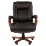 Кресло из натуральной кожи CH 503, нагрузка до 180 кг, дерево, черное