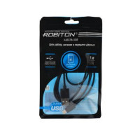 Кабель USB ROBITON P7 USB A - 8pin (AppleLightning), Charge&Sync, 1м черный PH1