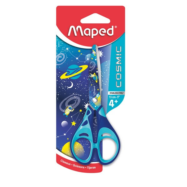 Ножницы Maped Cosmic 13 см, детские, с прорезиненными ручками и декор. лезвиями, симметричные (Maped 464913, 0А-I0003998)*