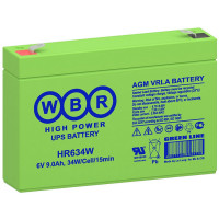 Аккумуляторная батарея WBR HR634W (6В / 9Ач, 34Вт / Эл P(15мин) AGM, с высокой энергоотдачей, Клемма: F1 / F2, ДхШхВ: 151x34x100, срок службы: 8 лет, вес: 1,3кг) (WBR HR634W)