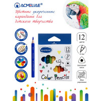 Набор цветных укороченных трехгранных карандашей ACMELIAE 12цв. в картонном футляре (ACMELIAE 9602-12)