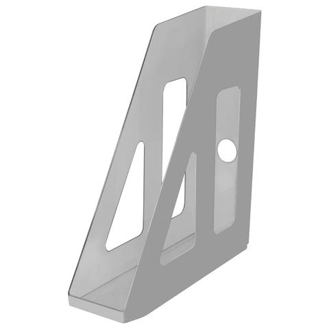 Лоток вертикальный для бумаг СТАММ "Актив" (253х70х250 мм), серый, ЛТ510