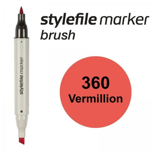 Маркер спиртовой Stylefile Brush двухсторонний, цвет 360 (Vermillion)