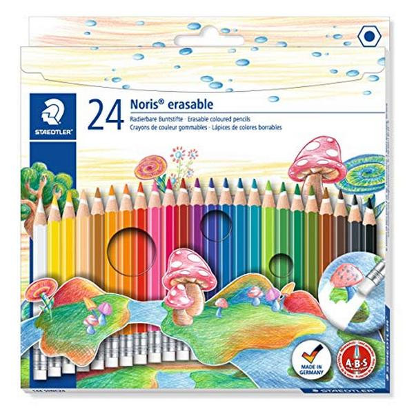 Набор цветных карандашей Staedtler Noris Erasable, 24 карандаша с ластиками (Staedtler 144 50NC24)