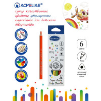 Набор цветных утолщенных трехгранных  карандашей ACMELIAE 6цв. в картонном футляре (ACMELIAE 9404-06)