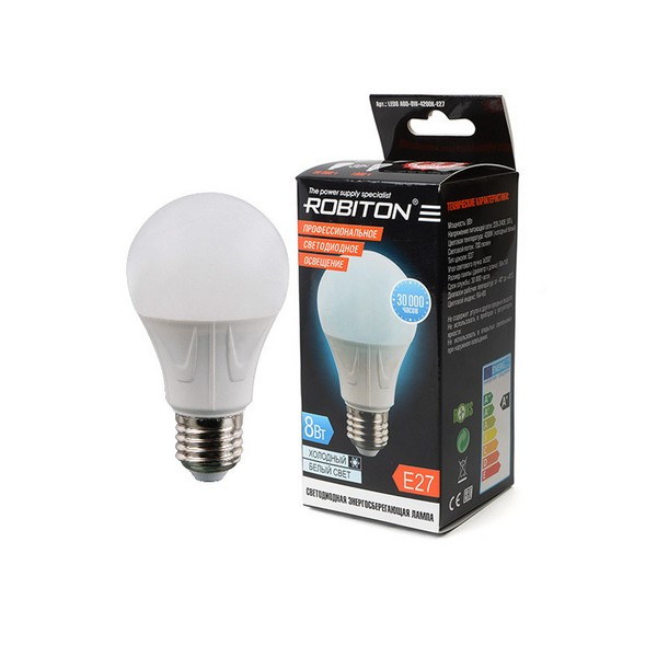 ROBITON LED8-A60-8W-4200K-E27 BL1 Лампа светодиодная