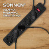 Сетевой фильтр SONNEN SPB-185, 5 розеток с заземлением, выключатель, 10 А, 1,8 м, черный, 513656