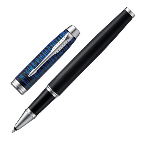 Ручка-роллер PARKER "IM Blue Origin CT", корпус черный матовый, хромированные детали, черная, 2073477