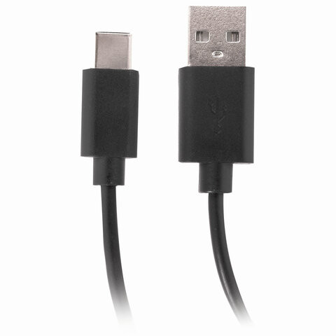 Кабель USB SONNEN USB A 2.0-Type-C, 1 м, медь, для передачи данных и зарядки, черный (SONNEN 513117)