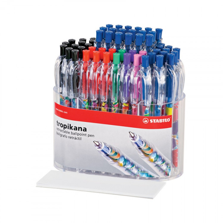 Ручка шариковая автоматическая STABILO tropikana 338 F/0,38 мм., ассорти, дисплей 55 шт. (STABILO 338/55) Заказ кратен 55 шт.