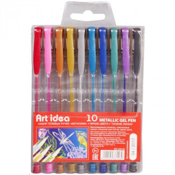 Набор гелевых ручек Art Idea металлик, 10 цветов (Art Idea 236146) Дата изготовления 04/2017 Уценка: Дата изготовления 08/2017 Срок годности 24 месяца. 
Без гарантии.