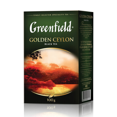 Чай листовой GREENFIELD "Golden Ceylon ОРА" черный цейлонский крупнолистовой 100 г, 0351