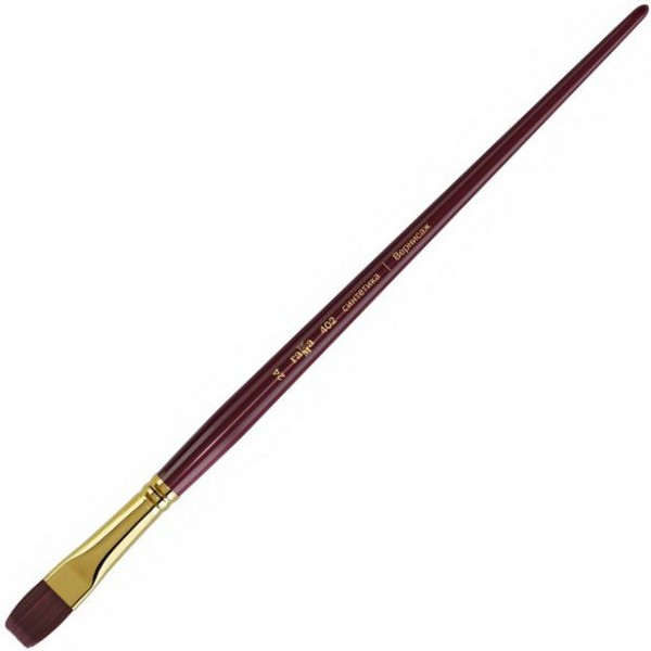 Кисть ГАММА Вернисаж 402 синтетика, плоская, №24, длинная ручка, бордовая (ГАММА 402024)