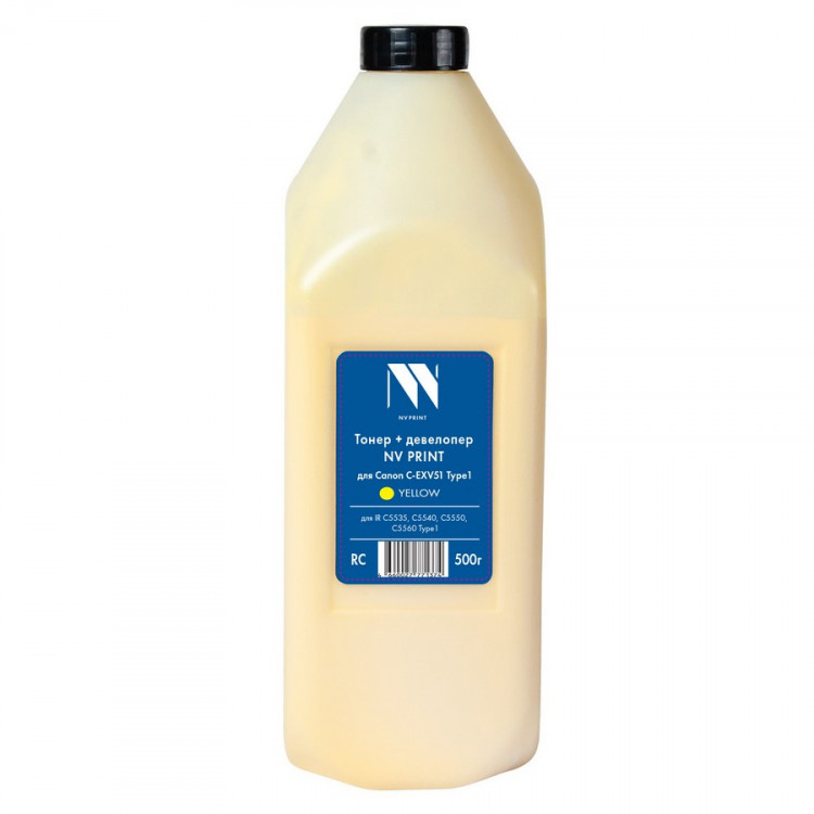 NV Print NVP-CEXV51-TYPE1-500gY Тонер + девелопер для Canon C-EXV51 (500г) Yellow для IR C5535, C5540, C5550, C5560 Type1 совместимый
