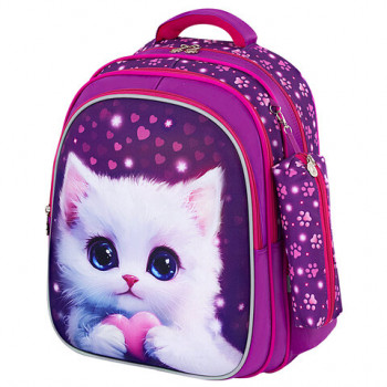 Рюкзак BRAUBERG KIDS MIND с пеналом в комплекте, 2 отделения, &quot;Humble Cat&quot;, 40х28х18 см, 273176 