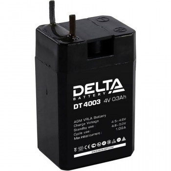 Energon Delta DT 4003 Аккумуляторная батарея DELTA DT 4003 (4В / 0,3Ач, Тип: AGM, Клемма: Терминал, ДхШхВ: 26х21х40мм (Полная высота: 45мм), срок службы: 5 лет, Гарантия: 1г, вес: 0,045кг) 