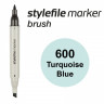 Маркер спиртовой Stylefile Brush двухсторонний, цвет 600 (Turquoise Blue)