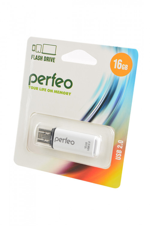 Носитель информации PERFEO PF-C13W016 USB 16GB белый BL1